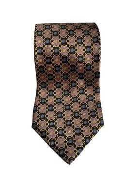 DION COLLECTION Men’s Italian Silk Tie Black Pink Blue Flowers Formal Office